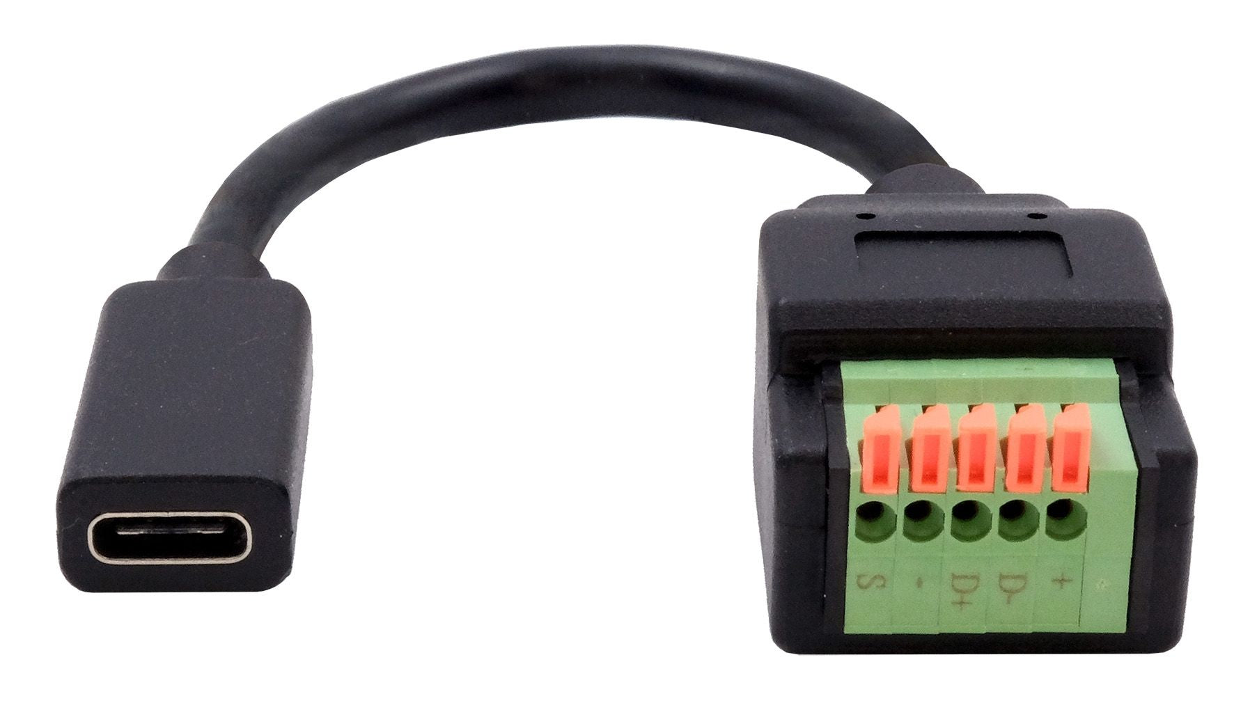 EXSYS EX-49122 Adapter USB-C zu 5-poligem Terminalblock – USB 2.0 (0,48 Gbit/s), 0,15 m, Schwarz