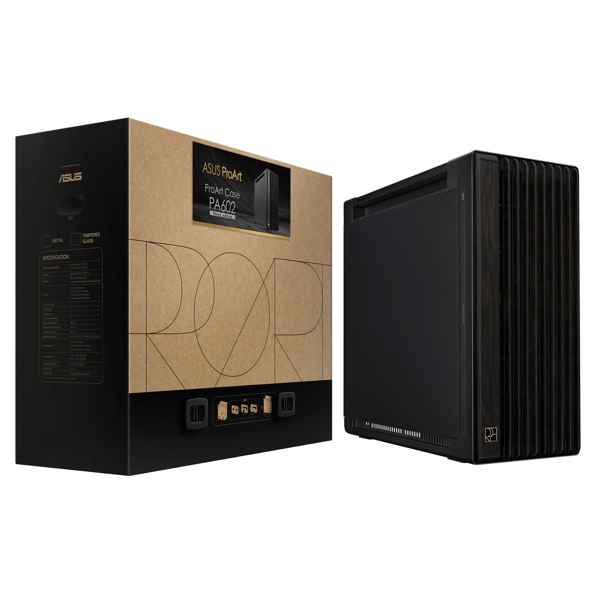 ASUS ProArt PA602 – Midi Tower – E-ATX, 8×HDD, 45 cm GPU, 2×200 mm vorne, 1×140 mm hinten, Schwarz