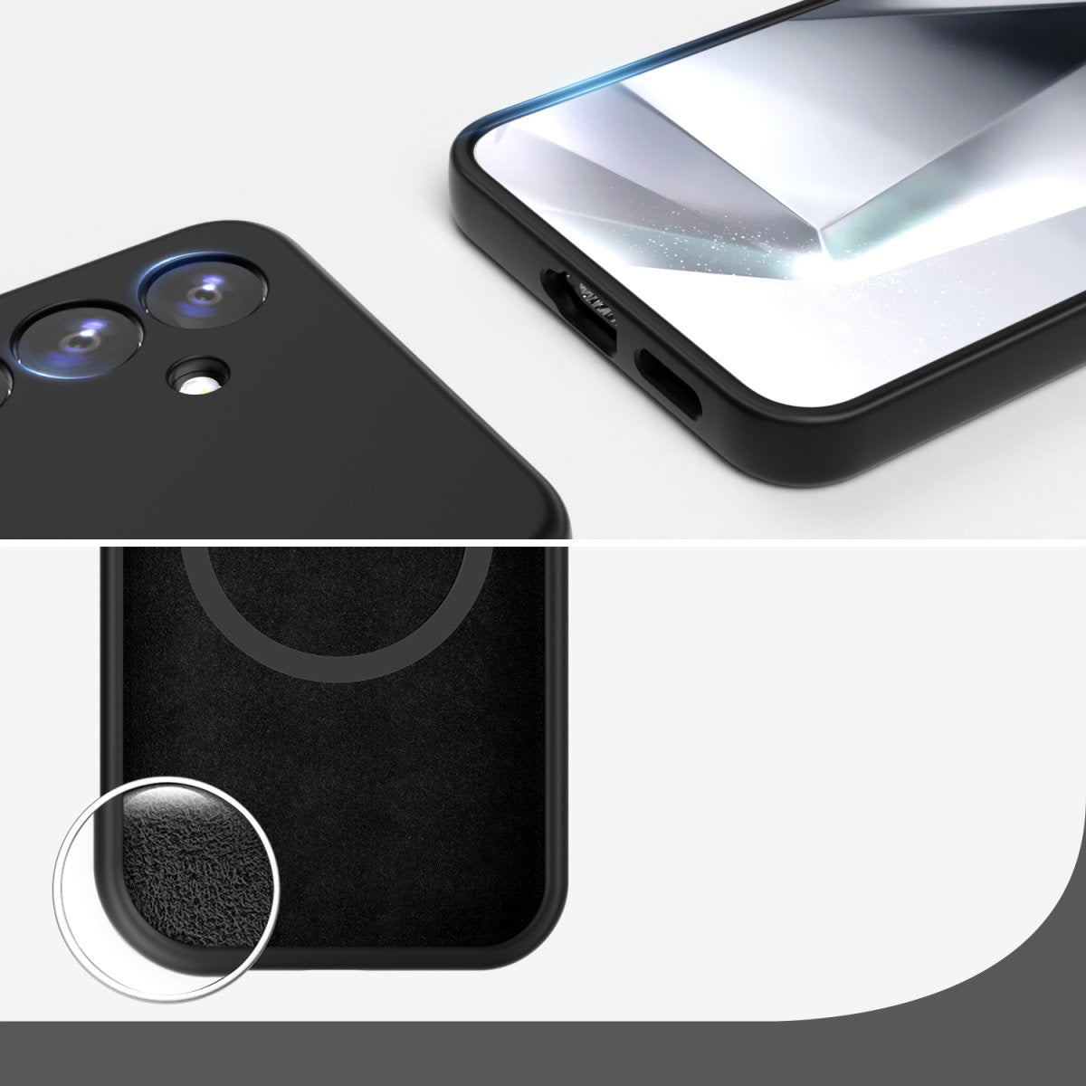 4smarts Cupertino Backcover – für Samsung Galaxy A56 5G, Silikon+Mikrofaser, Schwarz, kratzresistent