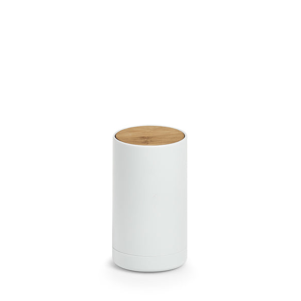Zeller Present Aufbewahrungsbox – ABS/Bambus, Ø6,5×11,5 cm, Weiss
