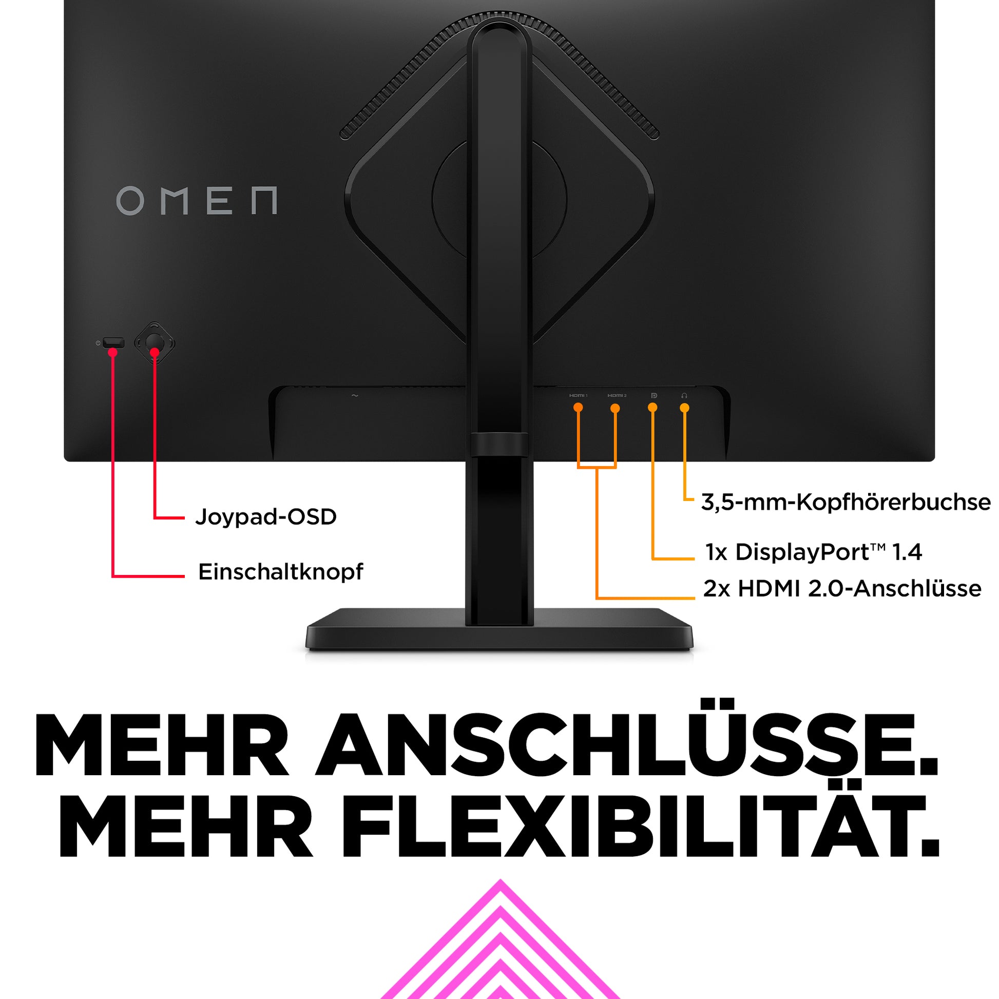 HP Monitor, 23,8", IPS, 165 Hz, 300 cd/m², AMD FreeSync Premium, VESA 100 × 100, Schwarz