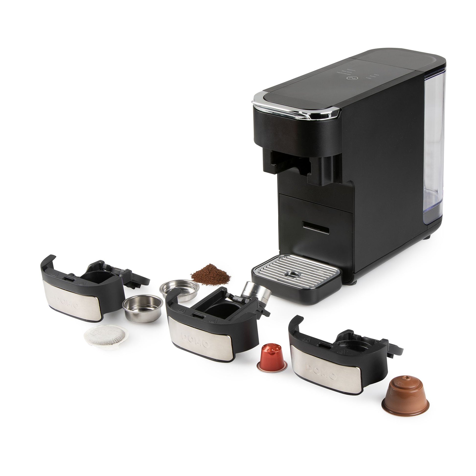 Domo DO748K Kapselmaschine – für Dolce Gusto, E.S.E. Pads, Nespresso, 1,5 l, schwarz, 12,5 × 26,4 × 33 cm