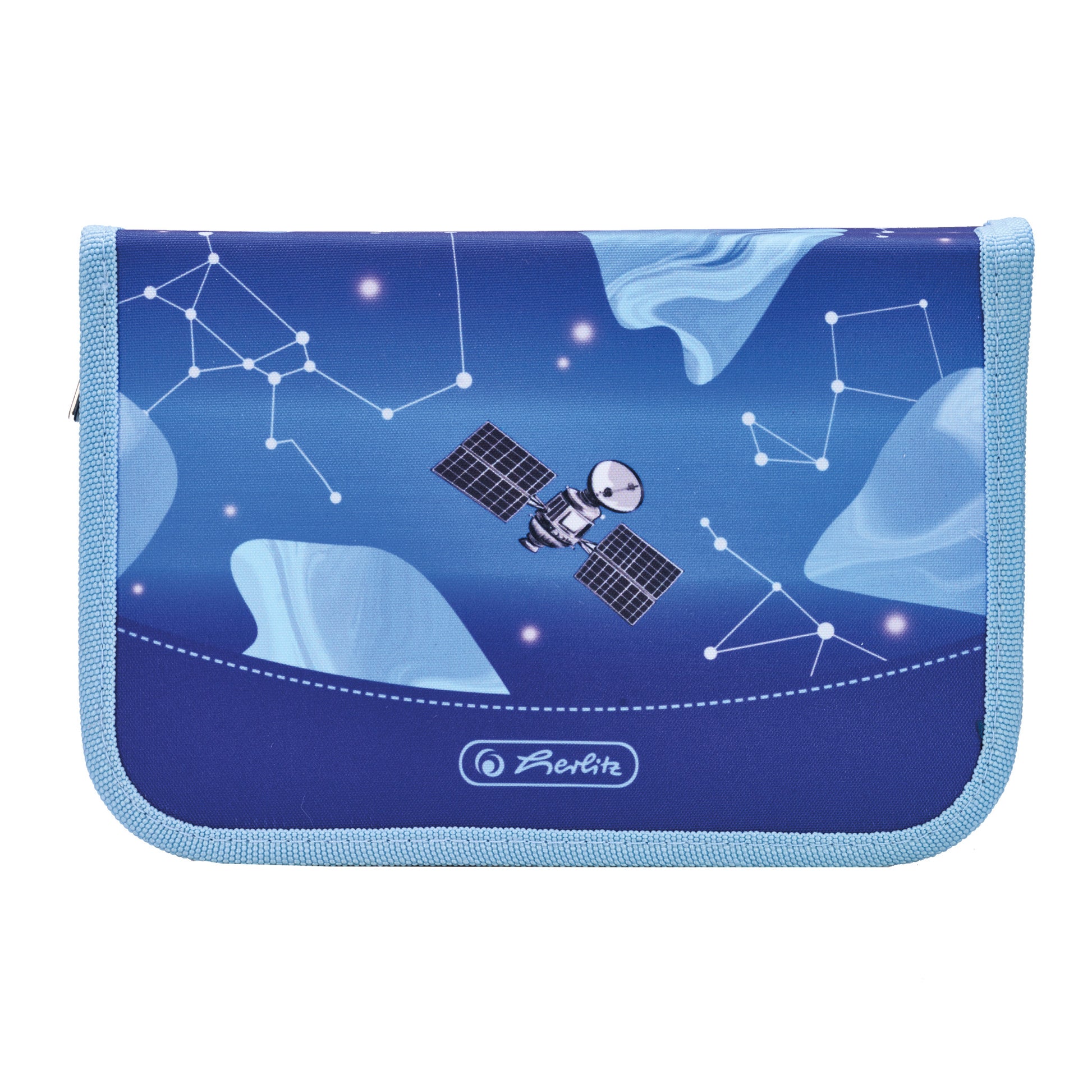 Herlitz Cosmic Explorer – Schüleretui, gefüllt (31-teilig), blau, hellblau, Polyester, 20,5 × 14 × 3,8 cm