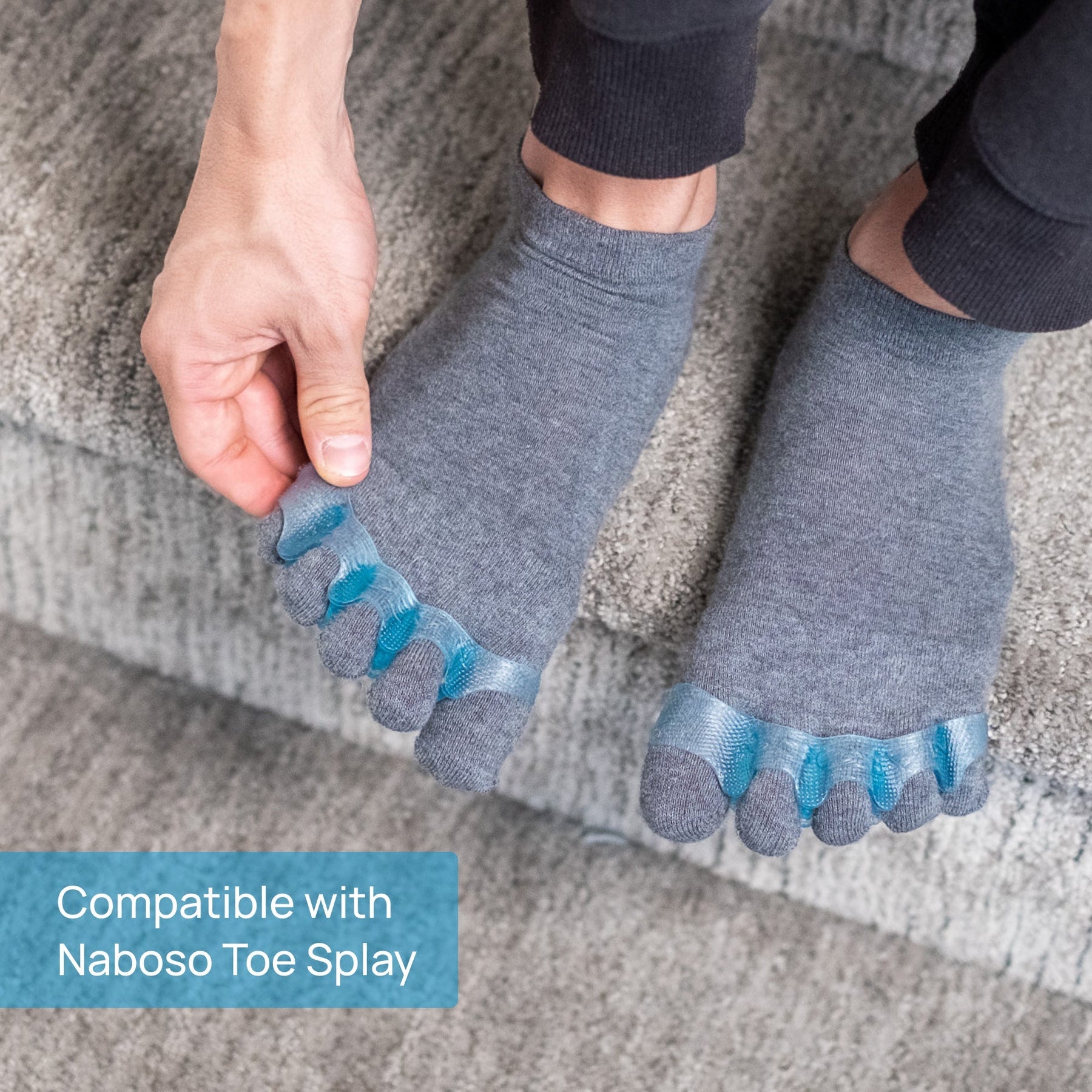 NABOSO Toe Socks – M – Grau, Baumwolle, Polyester, Elastan