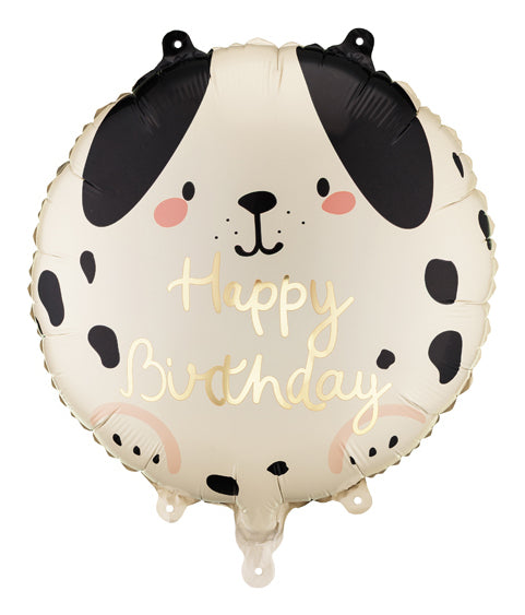 PartyDeco Folienballon Hund – Beige/Braun – 35 × 35 cm – Folie – 1 Stk