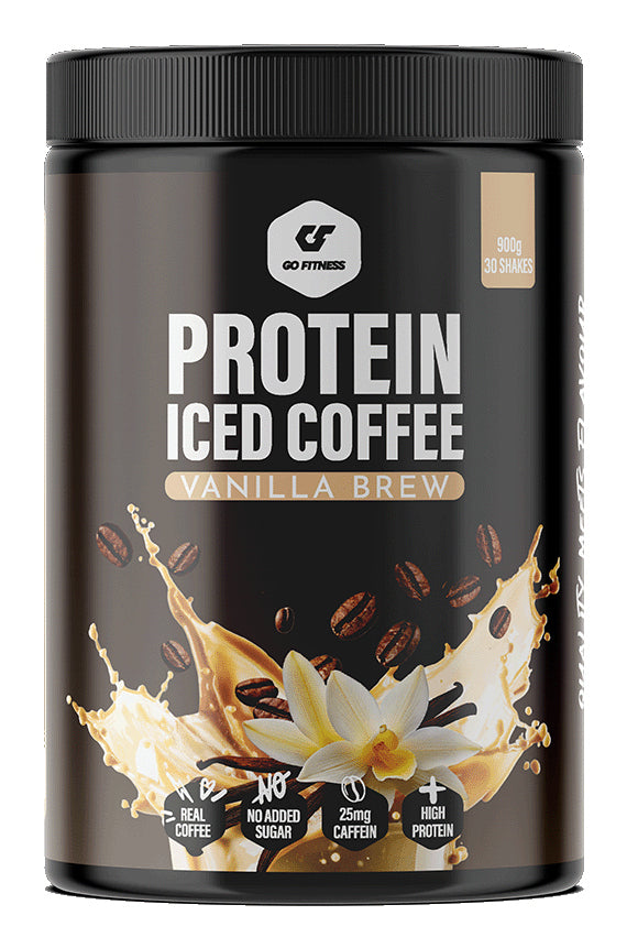 Go Fitness Whey Protein Pulver Iced Coffee (Kaffee-Vanille) – laktosefrei, ohne Zuckerzusatz – 900 g