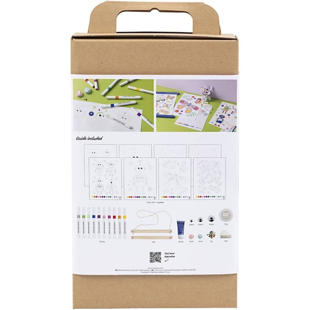 Creativ Company Bastelset Ausmalbilder – 4-teilig, inkl. 10 Filzstifte – ab 6 Jahren