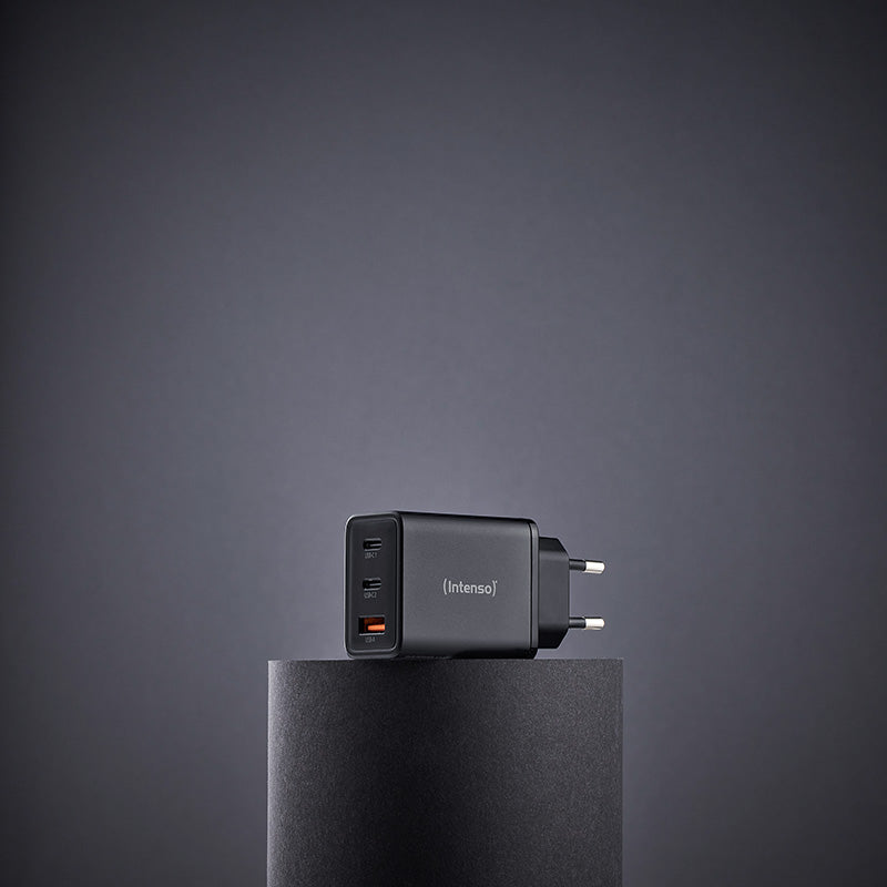 Intenso W65ACC USB-Wandladegerät 65 W – USB-C×2, USB-A×1 – GaN, Schwarz