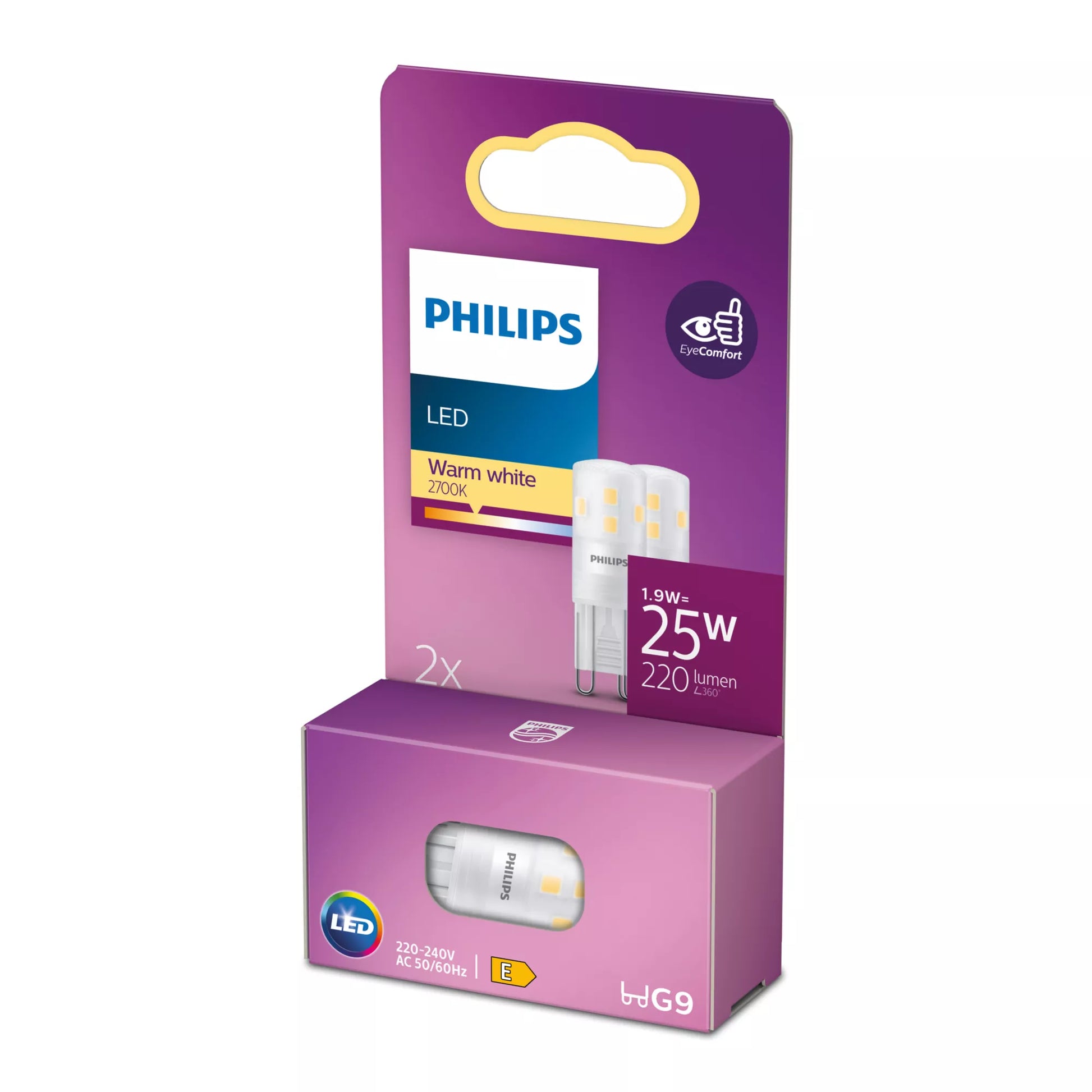 Philips by Signify Philips LED-Leuchtmittel G9 Kapsel – Warmweiss 2700 K, 220 lm, 2 W – Klar