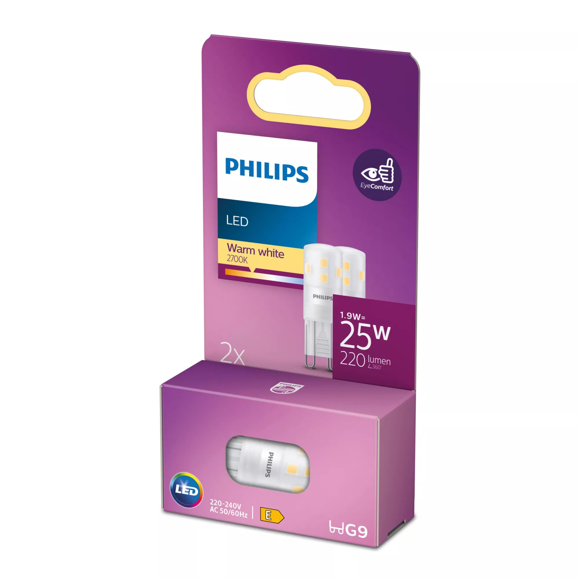 Philips by Signify Philips LED-Leuchtmittel G9 Kapsel – Warmweiss 2700 K, 220 lm, 2 W – Klar