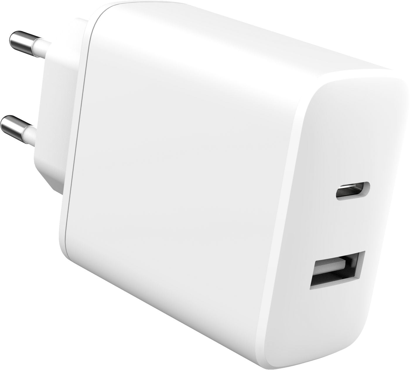 eSTUFF INFINITE (GRS) USB-Wandladegerät 20 W – USB-C×1, USB-A×1 – PD, QC 3.0 – EU-Stecker (Typ C) – Weiss