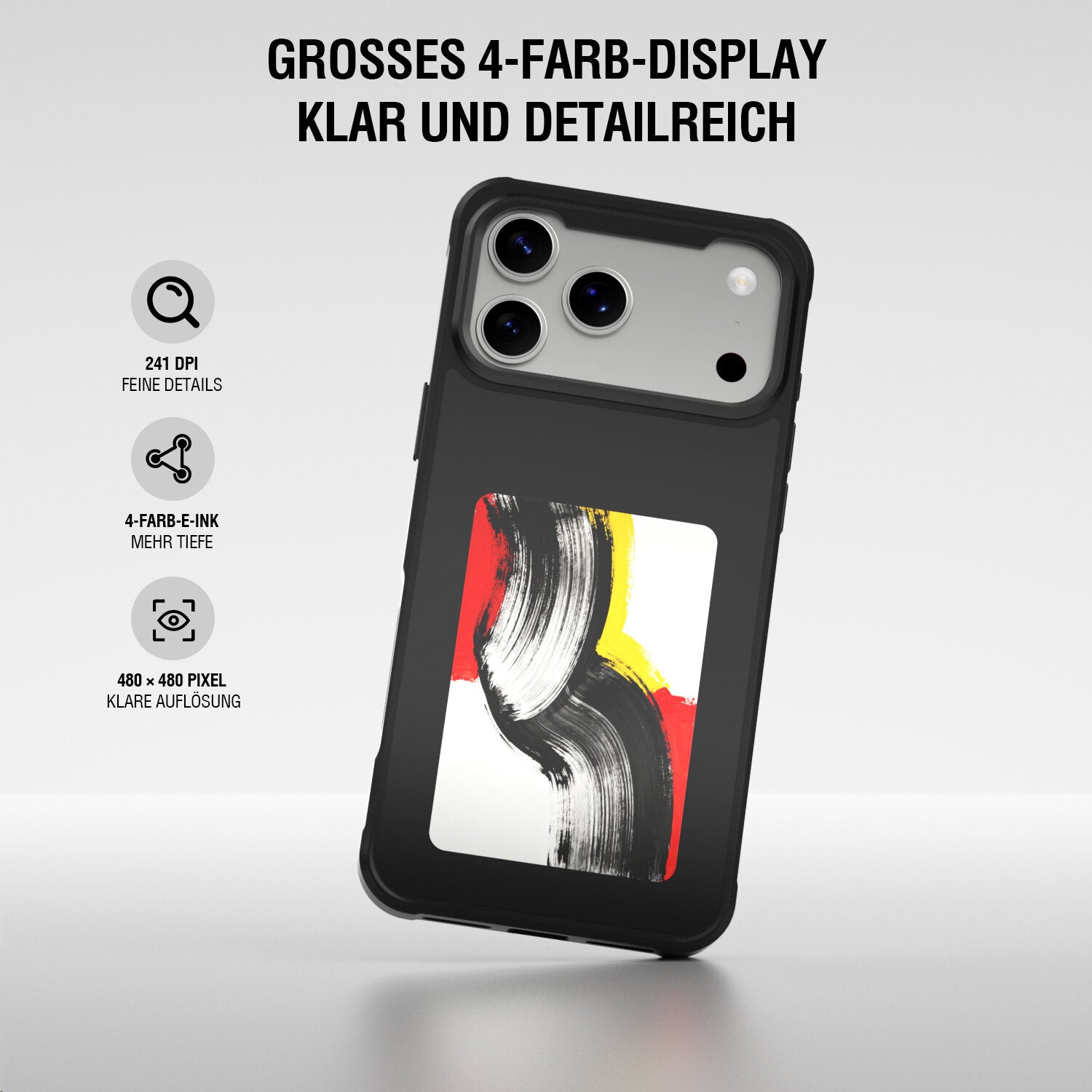 4smarts E-Ink Backcover – für Apple iPhone 17 Pro Max, MagSafe, PC, Schwarz