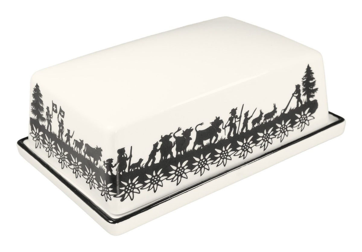 Trendform Butterdose SWISS TRADITION – 17,4 × 11,6 × 7,0 cm, Keramik, mit Deckel, spülmaschinenfest