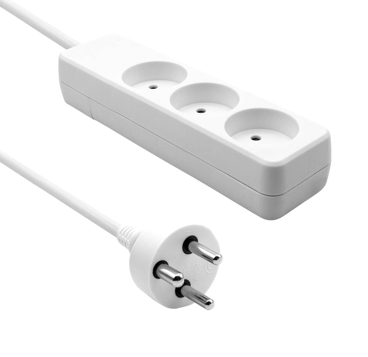 Microconnect Steckdosenleiste – 3× Typ K, 5 m, ohne Schalter, mit Kindersicherung, Weiss