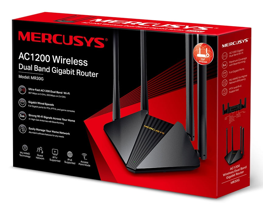 Mercusys MR30G – WLAN-Router – Wi-Fi 5 Dual-Band (2,4/5 GHz), 1,2 Gbit/s