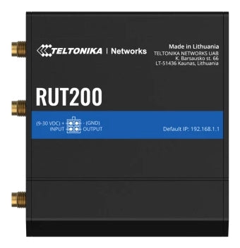 Teltonika RUT200 – LTE-Router, Wi-Fi 4, 2,4 GHz, 2× Fast Ethernet, Mini-SIM, Schwarz