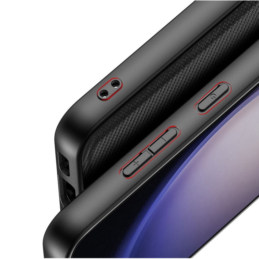 nevox StyleShell NYLO – Backcover – für Samsung Galaxy S25, Nylon+PC+TPU, Schwarz, Karbonfaser