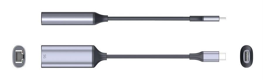 VALUE 12.99.1128 Netzwerkadapter USB-C zu RJ-45 – 5 Gbit/s, Schwarz/Silber
