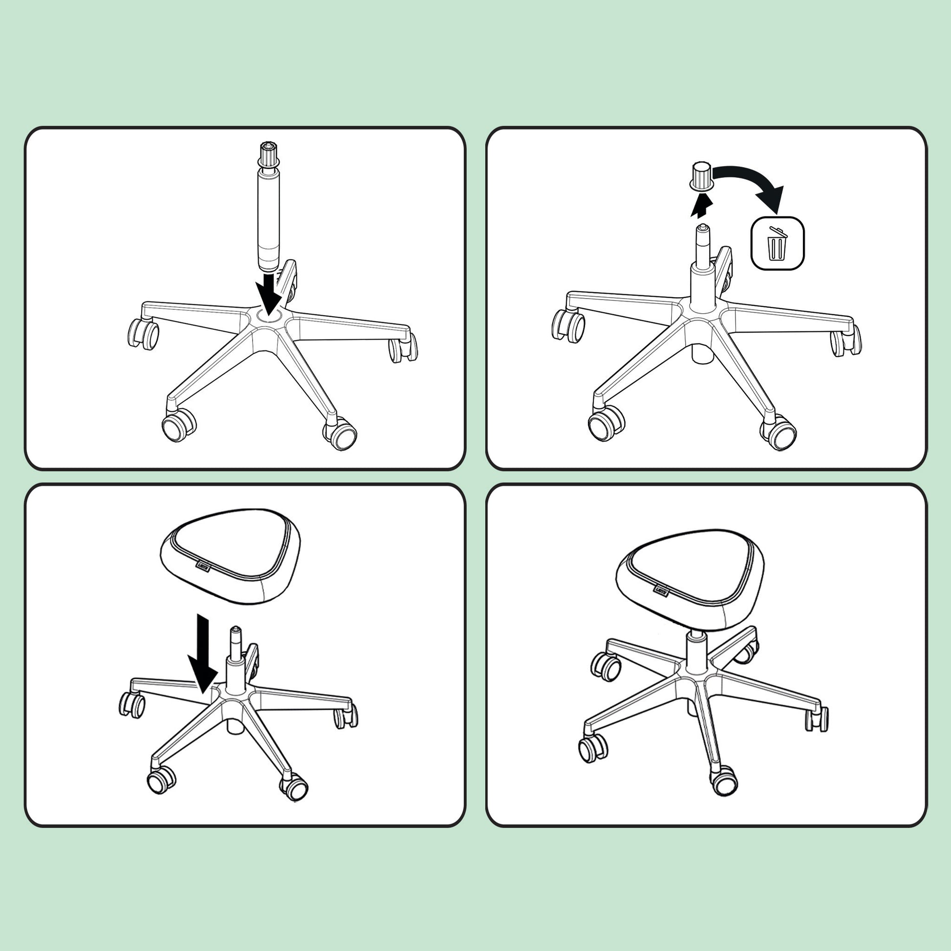 Leitz Hocker – 47 cm, 110 kg, schwarz