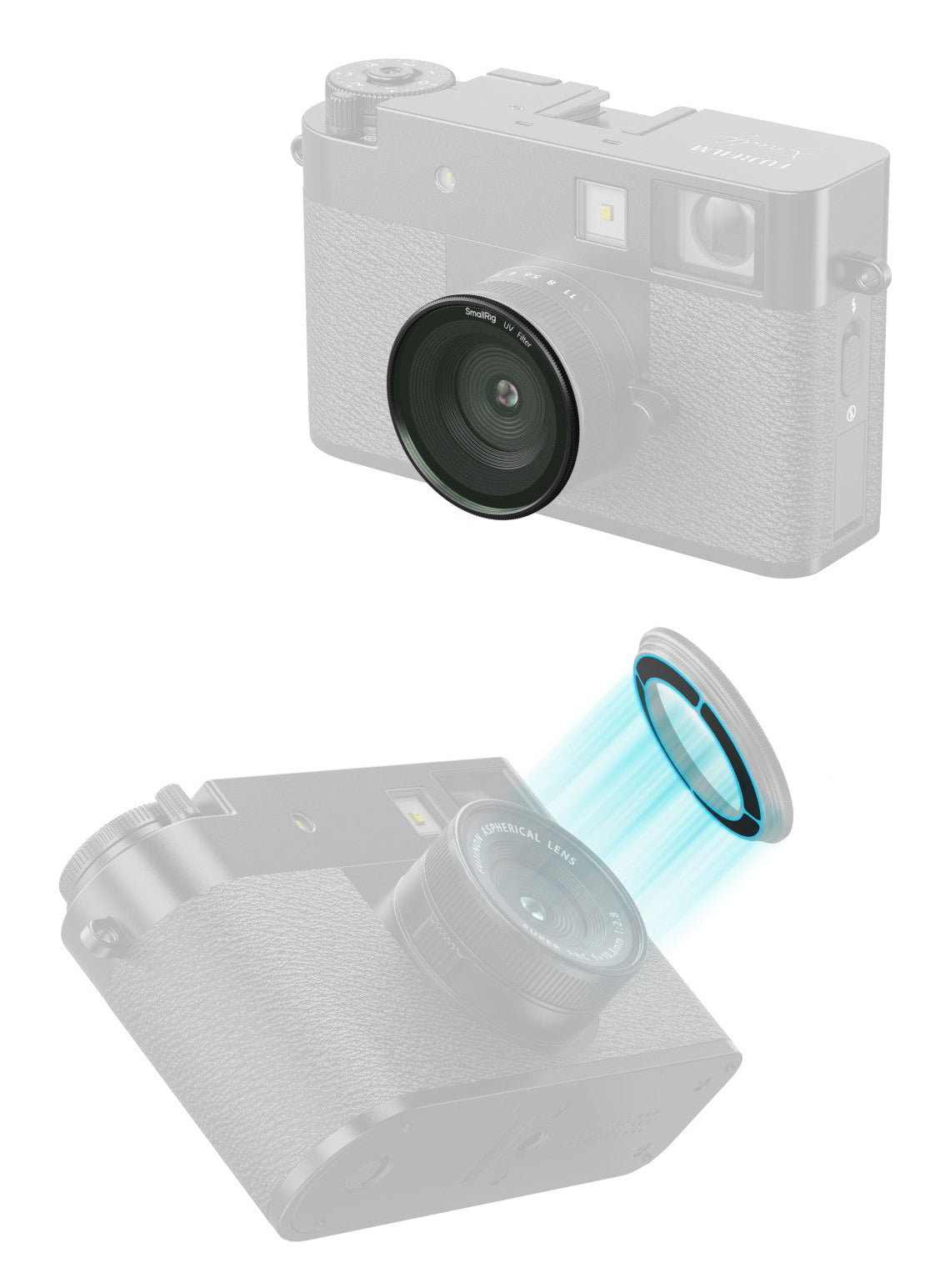 SmallRig 5214 UV-Filter 37 mm – Aluminium/Glas – für FUJIFILM X half – Schwarz