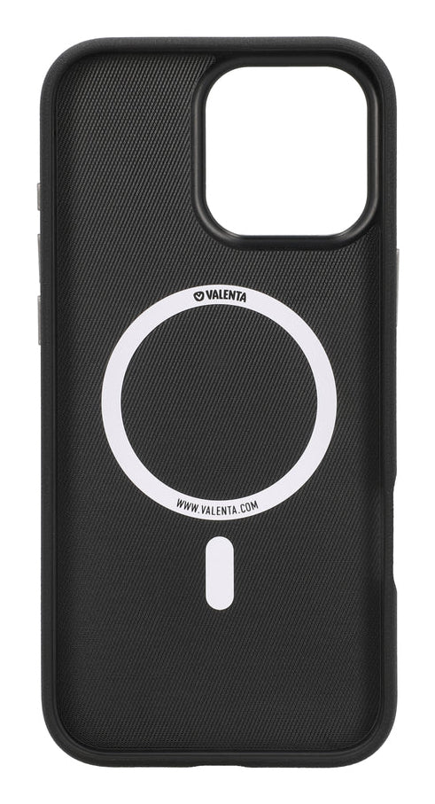 Valenta Backcover Style – für Apple iPhone 16 Pro – schwarz – Kunstleder, MagSafe-kompatibel