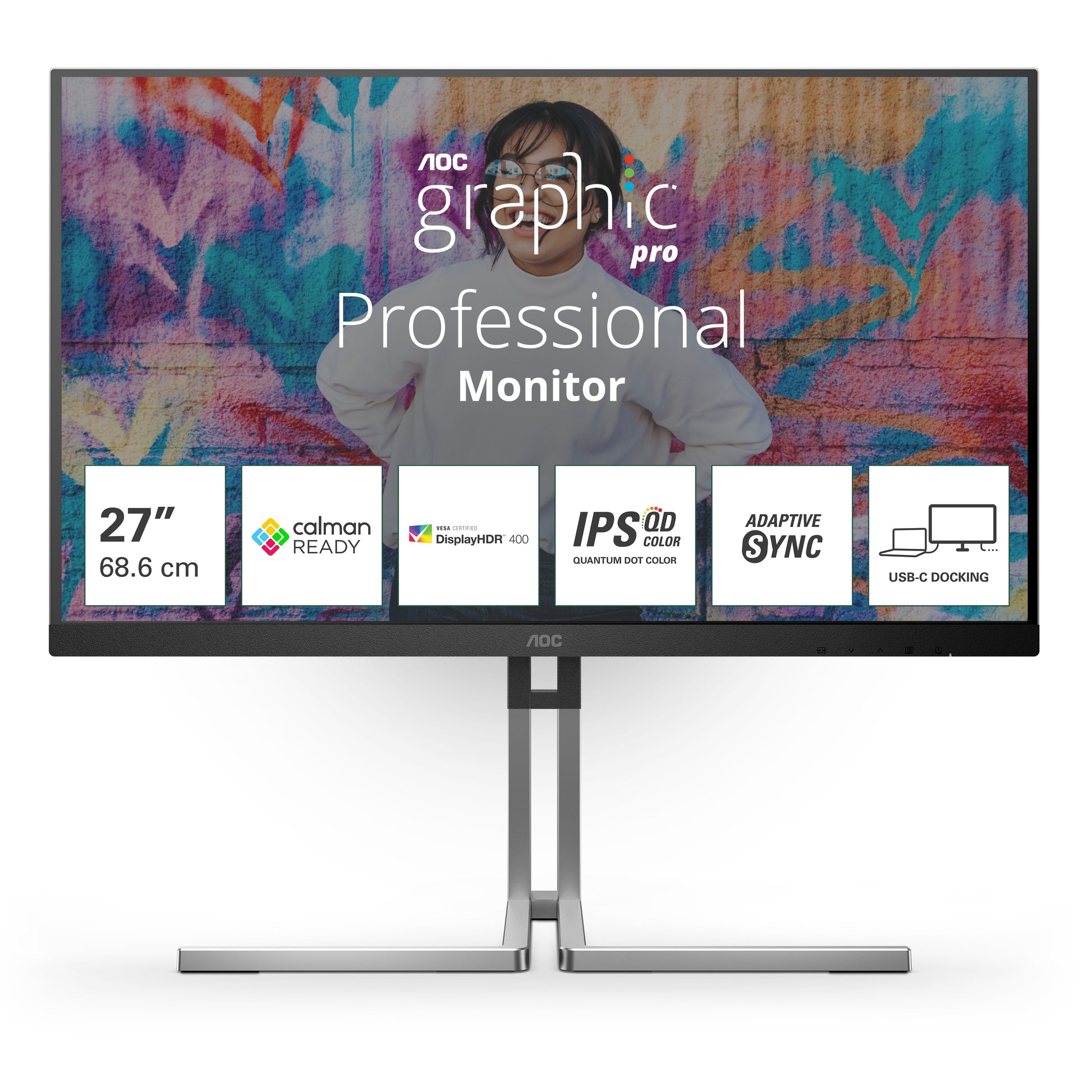 AOC Q27U3CV – 27", 2560 × 1440 (WQHD), IPS, USB-C 96 W, LAN, DisplayHDR 400