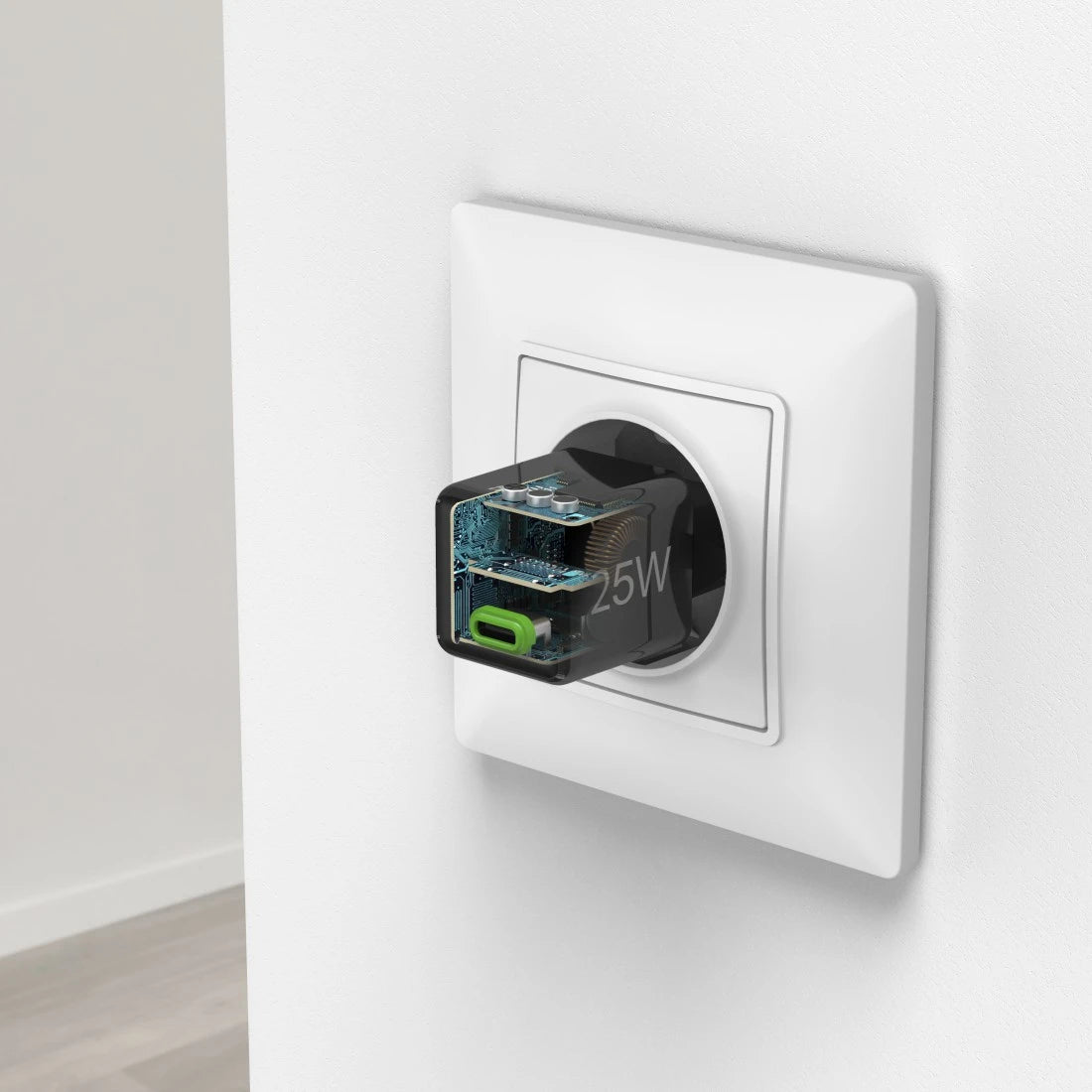 Hama 00201985 USB-Ladegerät 25 W – USB-C×1 – PD 3.0, QC 3.0 – EU-Stecker (Typ C) – Schwarz
