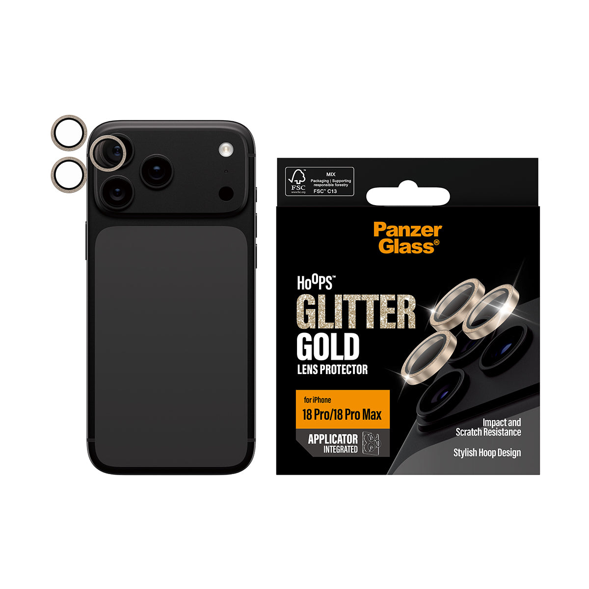 PanzerGlass Hoops – Kameraschutz, kratz- & schockresistent – für iPhone 18 Pro, iPhone 18 Pro Max – Gold