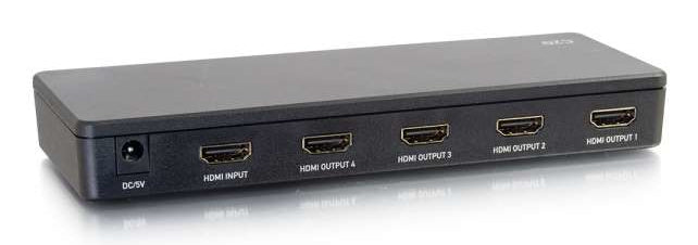 C2G 41058 – HDMI Splitter, 1× HDMI In / 4× HDMI Out, 4K@60 Hz, HDCP, 3D, Schwarz