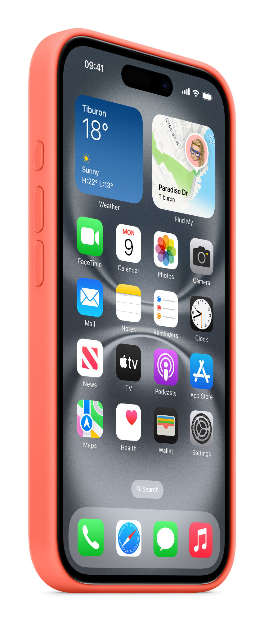 Apple Backcover – für Apple iPhone 16, MagSafe, Silikon+Mikrofaser, Orange