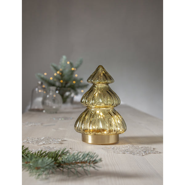 Star Trading Dekorationsfigur – Ø 12 × 18 cm – Glas, Grün – 20 LEDs, Timer 6/18 h, Batteriebetrieb 3 × AAA
