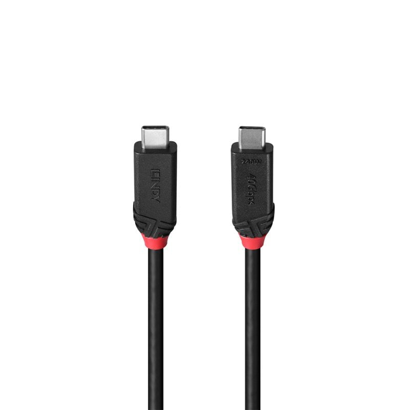 Lindy USB-C auf USB-C Kabel – USB4 40 Gbit/s – 0,5 m – PD 240 W – Goldstecker, Abgeschirmt – Schwarz