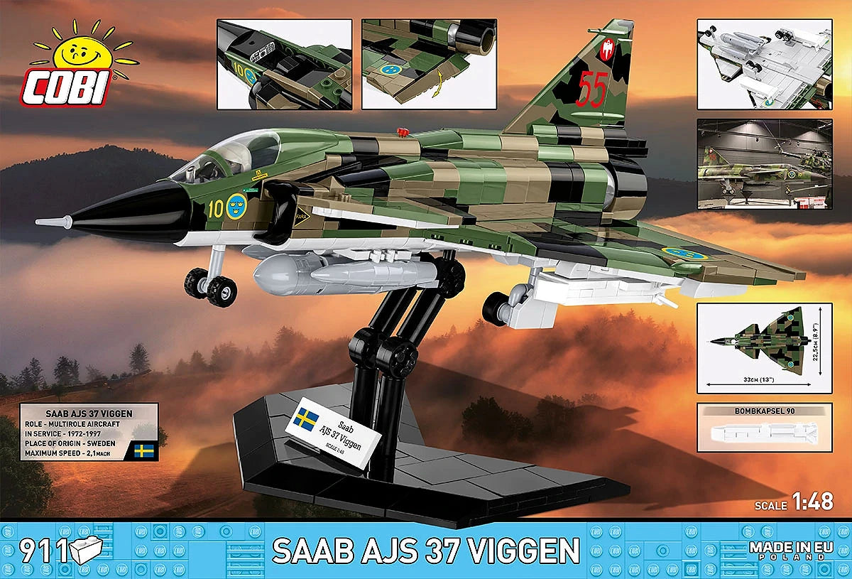 COBI SAAB AJS 37 Viggen Bausatz – 911-teilig – 22,5 × 12,5 × 33 cm – ab 9 J.