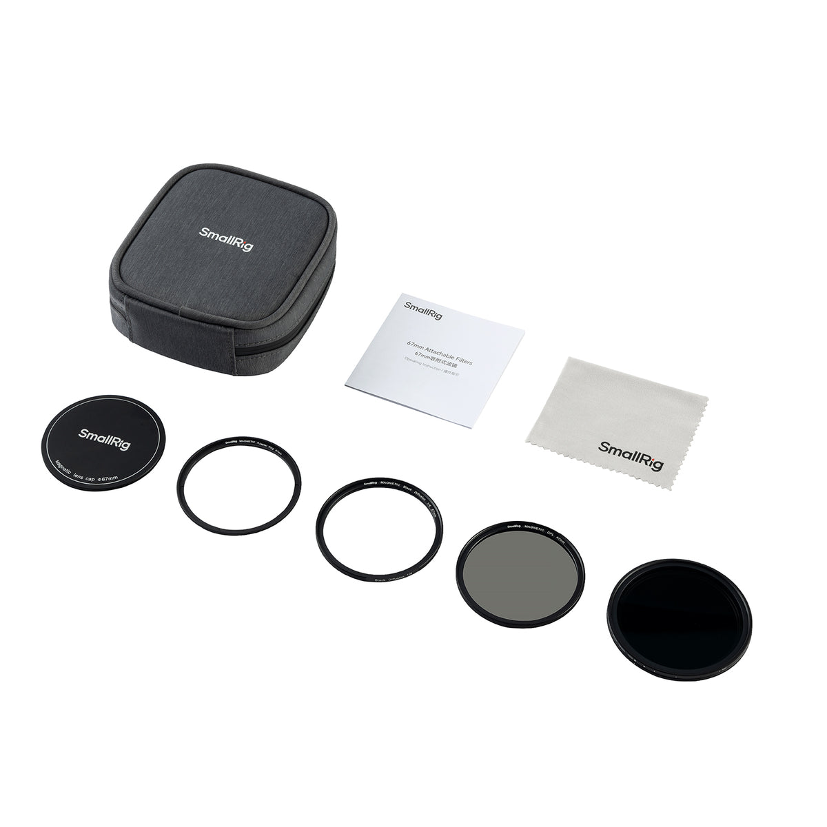 SmallRig 5-in-1 Filter-Set 67 mm – VND 2–32, CPL, 1/4-Effekt Black Mist – 3er-Pack