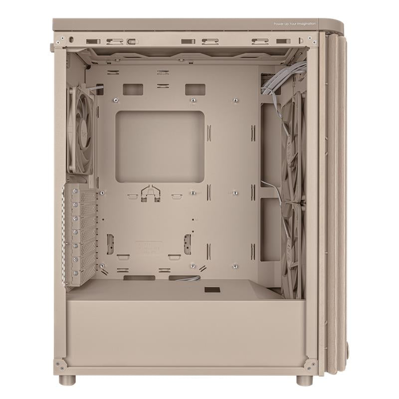 ASUS ProArt PA401 – PC-Gehäuse – Beige, Holz, ATX, 2×160 mm Frontlüfter, Oben 240 mm Radiator, 31,5 cm GPU-Länge