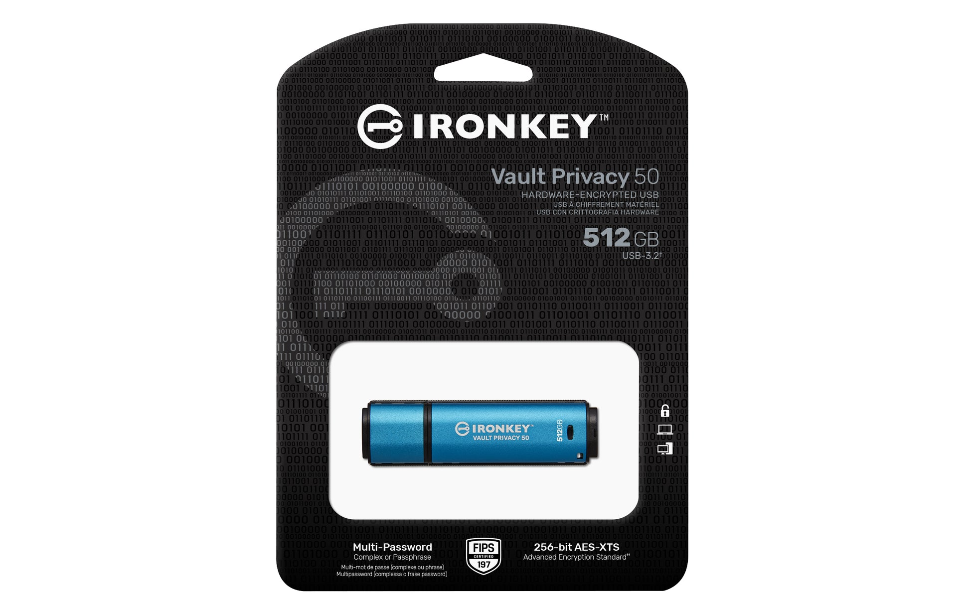 Kingston Technology Kingston IronKey Vault Privacy 50 USB-Stick – 512 GB, AES-256 Verschlüsselung, FIPS 197