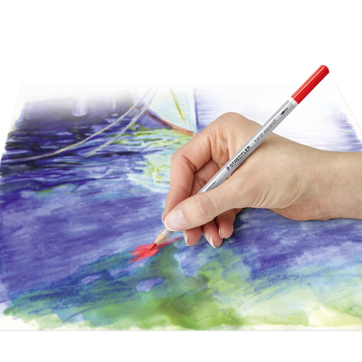 Staedtler Aquarellfarbstifte Karat – Sechskant, Minen-Ø 3,0 mm, 24 Farben, im Metalletui