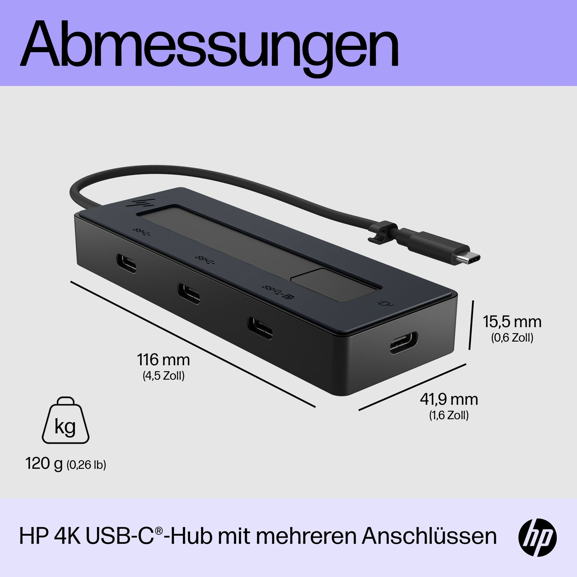 HP Multiport-Adapter – USB-C, DP, 2× USB-C