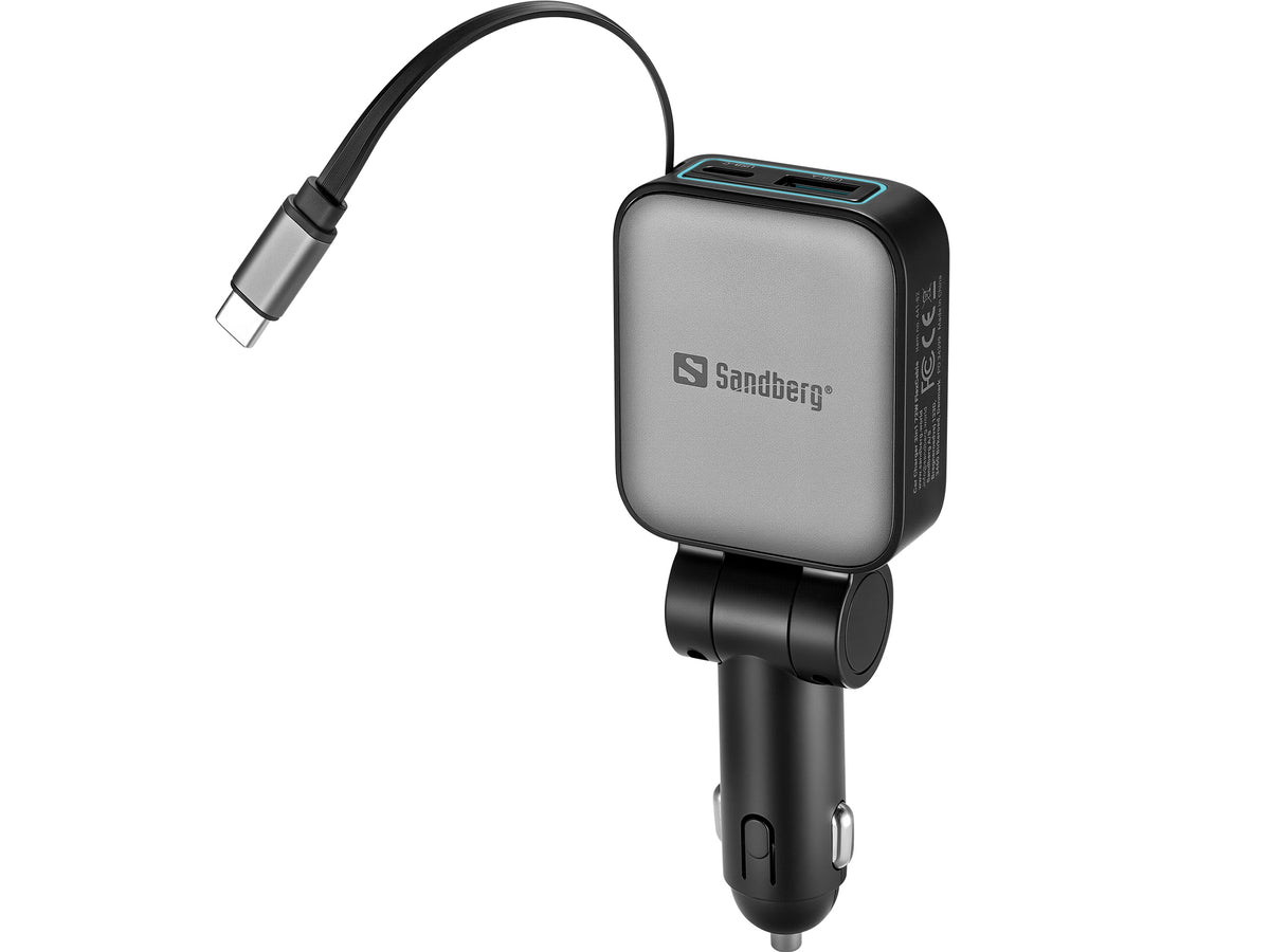 Sandberg 441-82 Auto-Ladegerät 72 W – USB-C×1, USB-A×1 – PPS – für Smartphone, Tablets u. a. – 12–24 V
