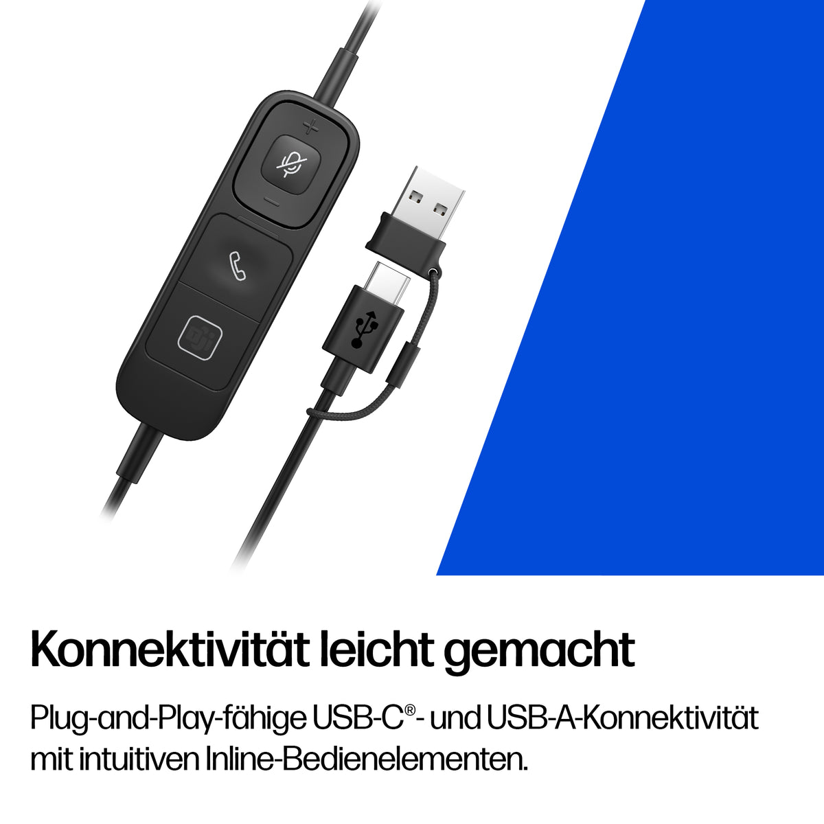 HP Poly Mission 625 Office-Headset – On-Ear, Stereo, USB-C, Schwarz