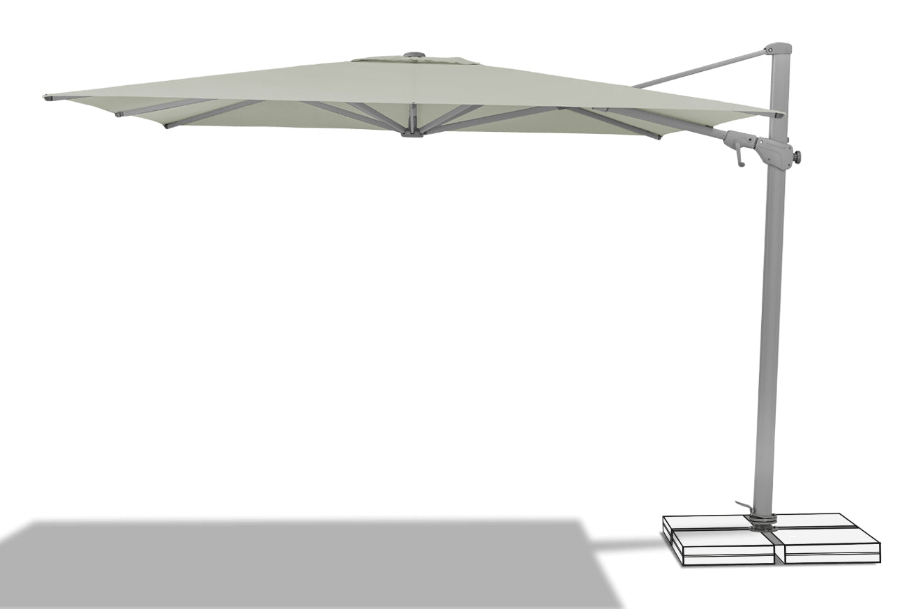 Suncomfort by Glatz Sonnenschirm Varioflex – Kurbel, 330×270 cm – Hellgrau – Neigungsverstellung, faltbar