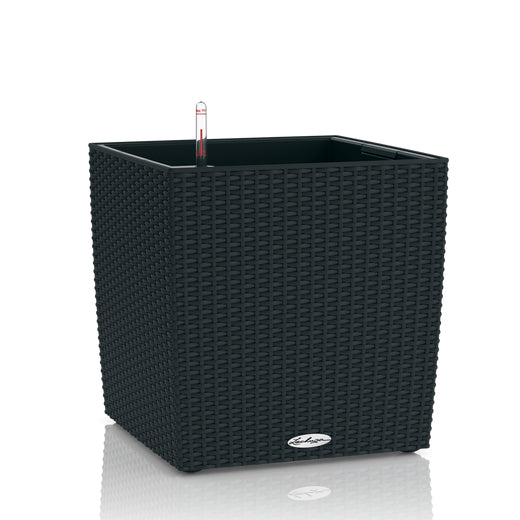 LECHUZA CUBE Cottage 50 Topfpflanzer – 61 l, 49 × 49,5 × 49 cm – Kunststoff, Schwarz