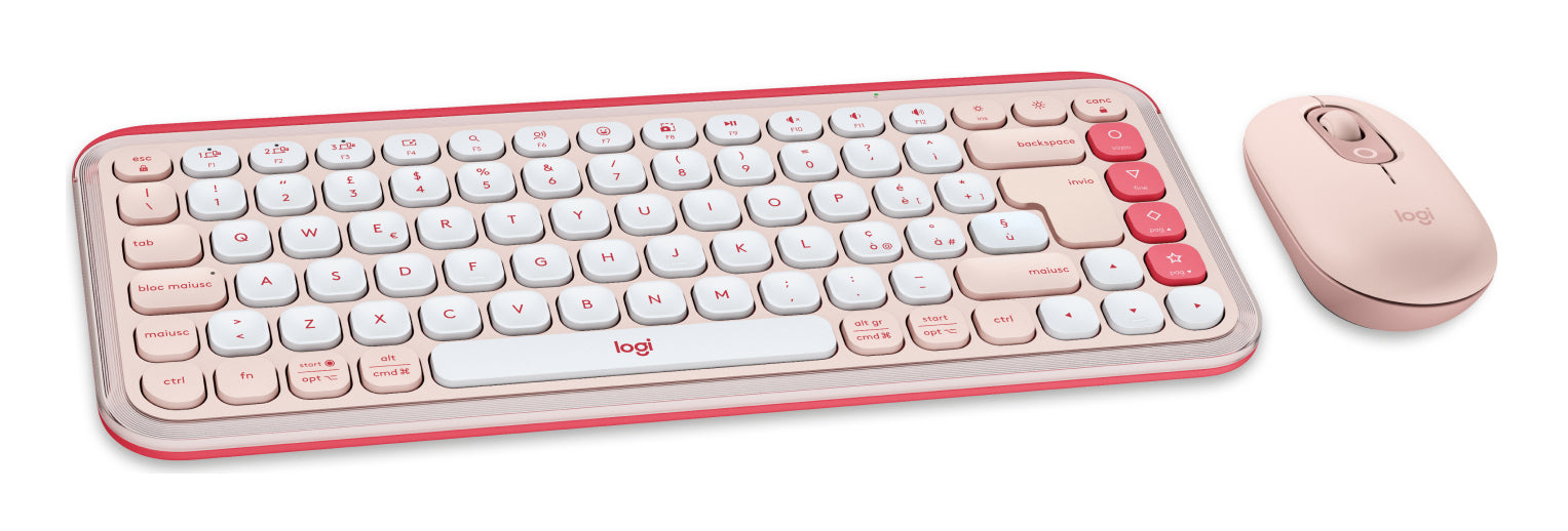 Logitech Tastatur, kabellos (Bluetooth), IT-Layout (IT), rosa
