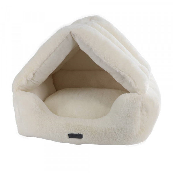 Nobby SORA Bett – 45 × 52 × 40 cm, Plüsch/Mikrofaser, Abnehmbarer Bezug, Beige