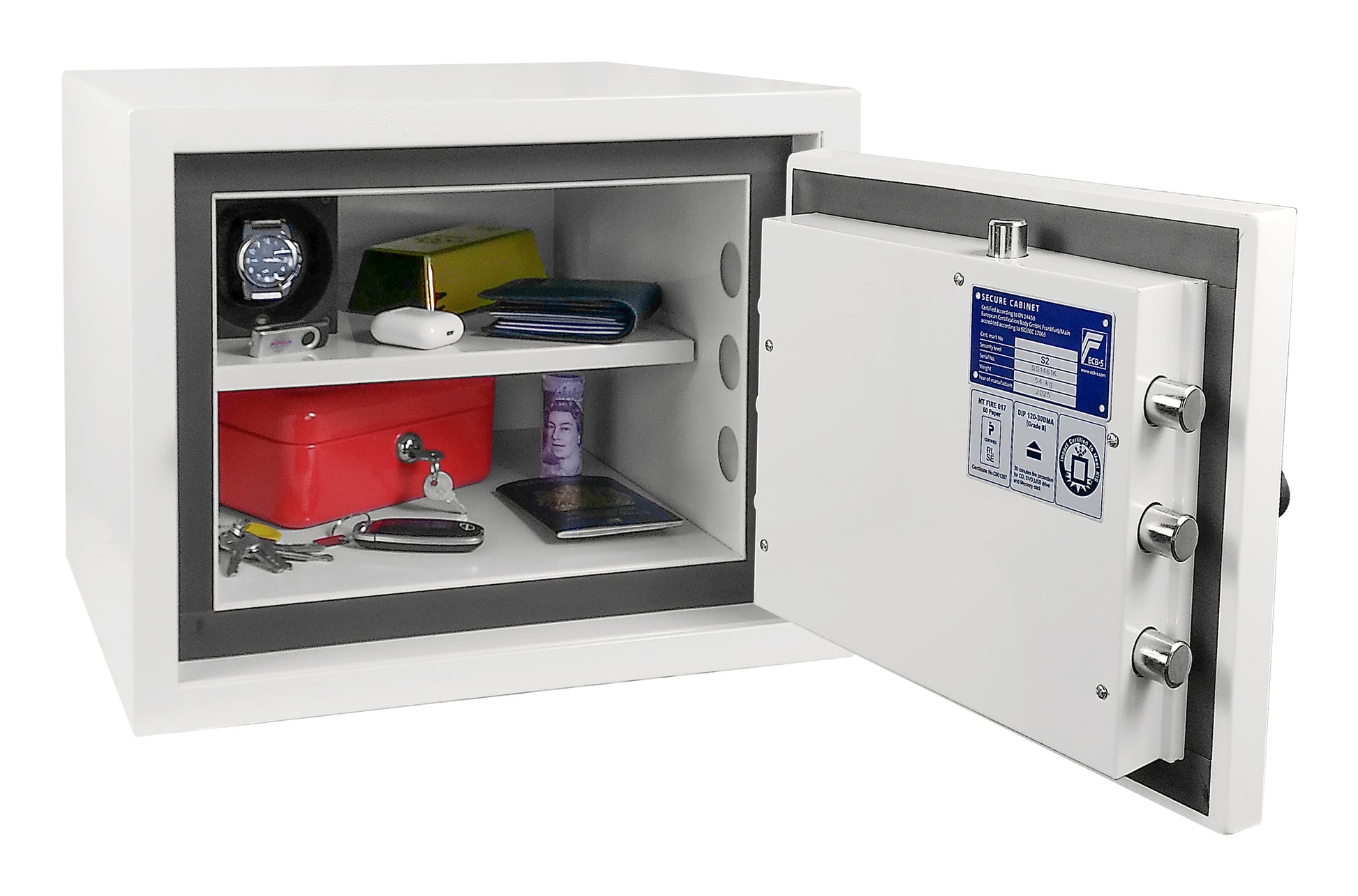 Phoenix Safe Co. Phoenix Tresor Fortress Pro SS1461K – Schlüsselschloss – 23 l – 60 Minuten Feuerschutz – Bodenmontage – Weiss