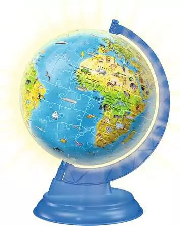 Ravensburger 3D-Puzzle Globus (Landkarte) – 180 Teile – Ø 26,5 cm – mit LED-Licht – ab 6 J. – Kunststoff – FSC