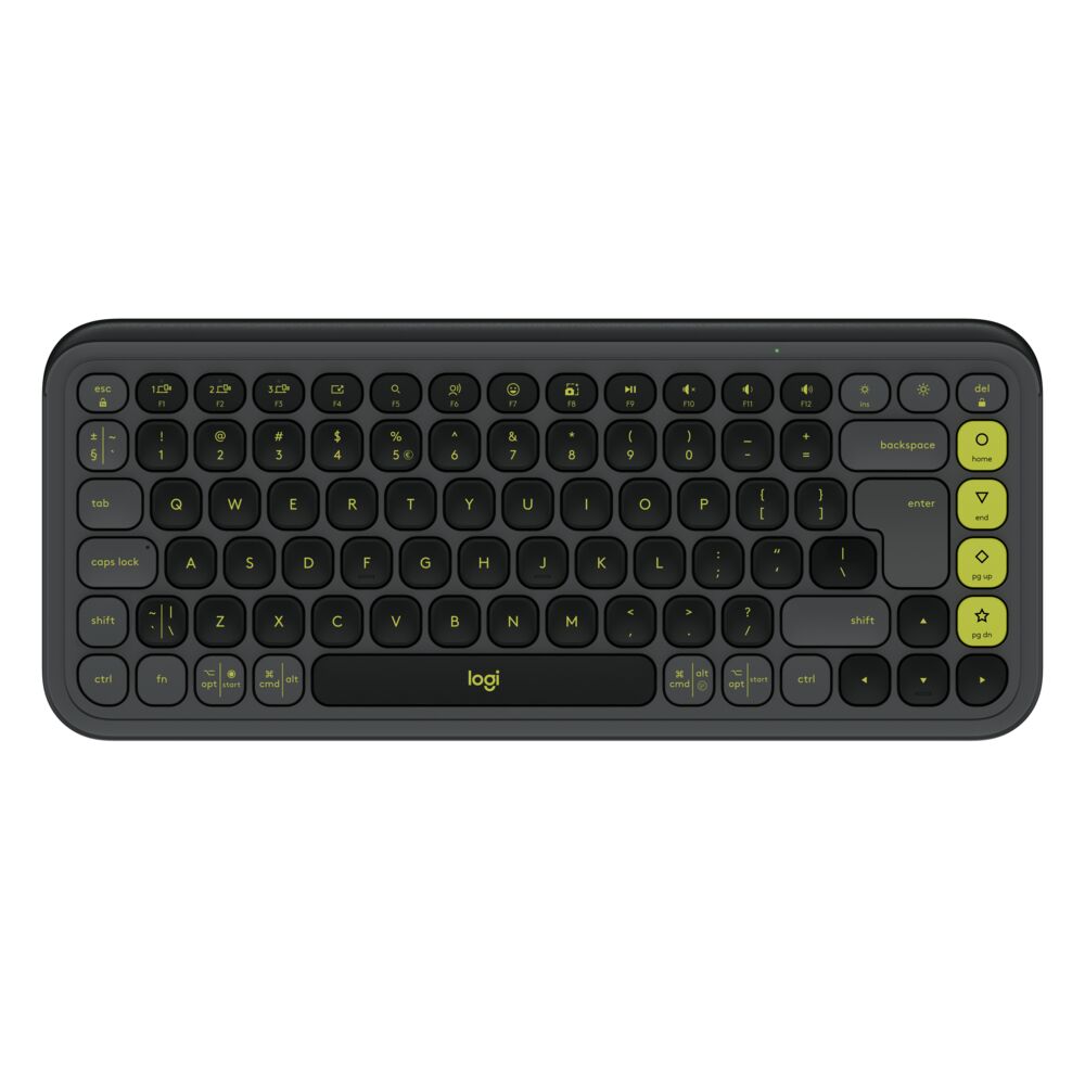 Logitech POP Icon Keys – Mini Tastatur – Schere – Bluetooth – AZERTY (FR) – Ohne Ziffernblock – Graphit/Grün