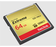 SanDisk Extreme CF-Karte – 64 GB, 120 MB/s Lesegeschwindigkeit, 85 MB/s Schreibgeschwindigkeit