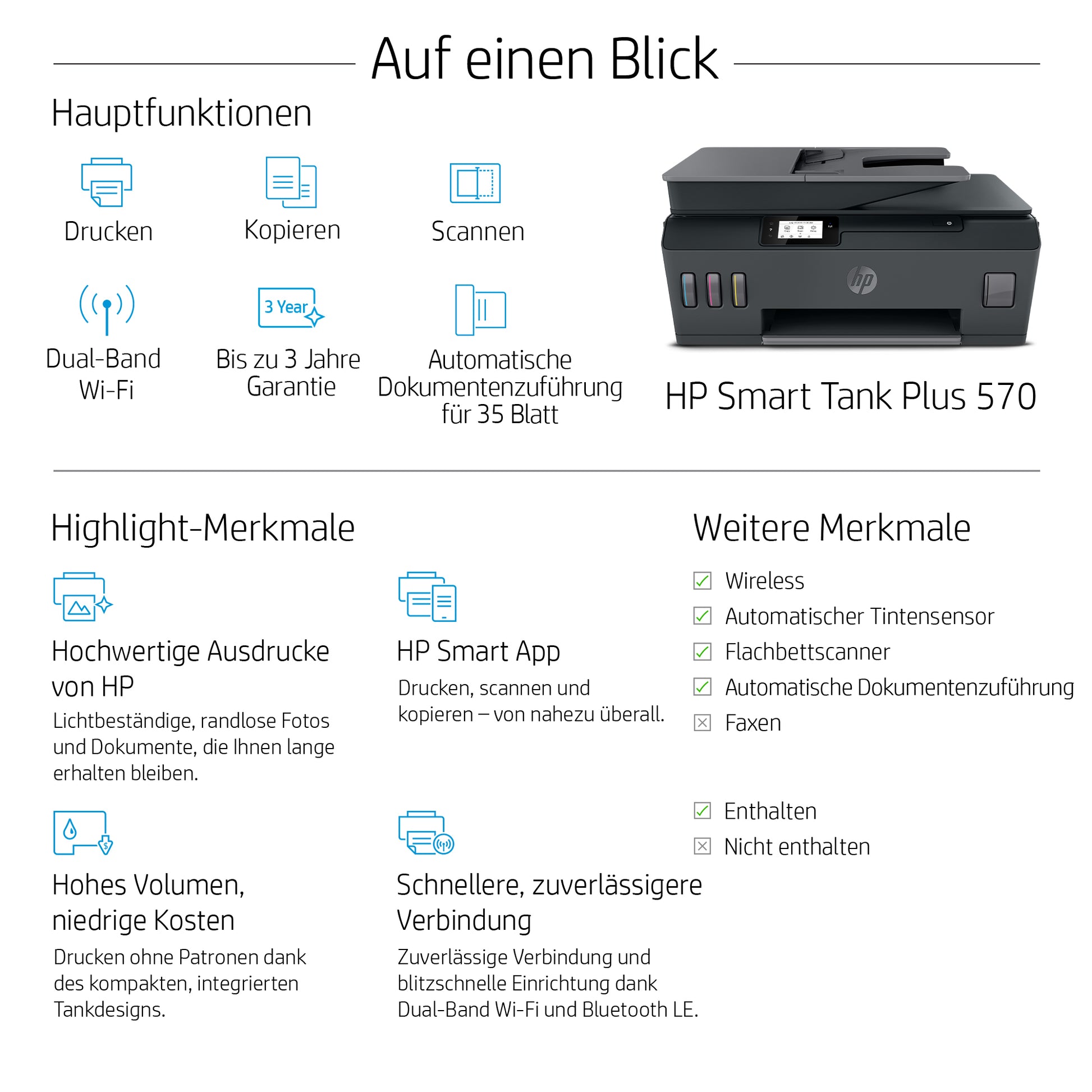 HP Epson Smart Tank Plus 570 – Farbiges Tintenstrahl-MFP A4 – ADF