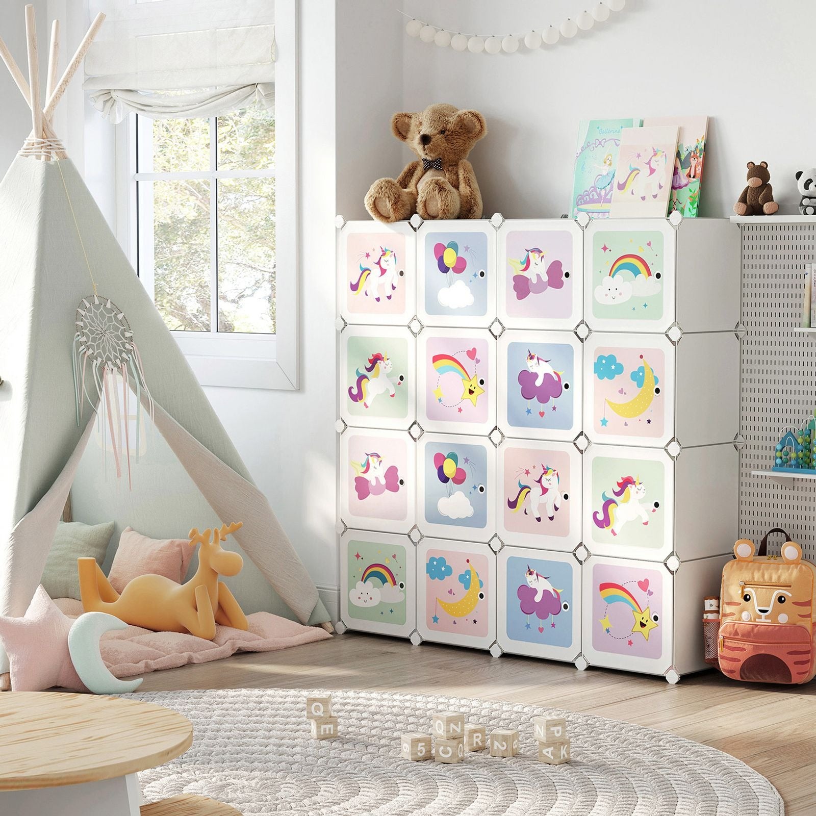 Songmics Büro-/Lagerregal freistehend, LPC906W01 – 16 Böden – 31 × 153 × 153 cm – mehrfarbig